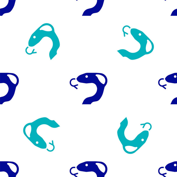 Blue Snake icon isolated seamless pattern on white background.  Vector - Διάνυσμα, εικόνα