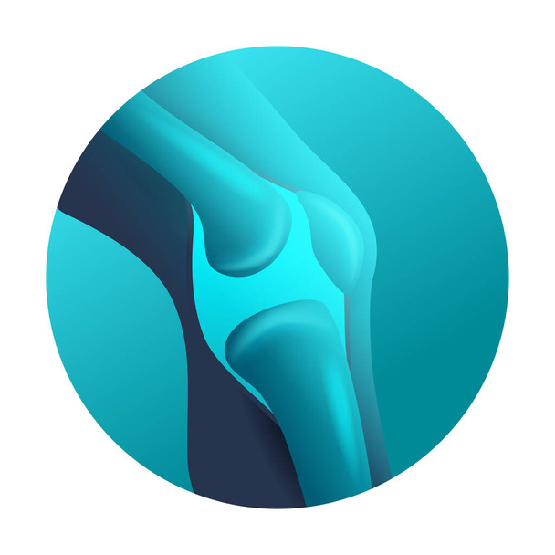 3D ikona kolenního kloubu - synoviální kloub ohýbání kostí nohou, Vektorová ikona pro lékařské účely - Vektor, obrázek