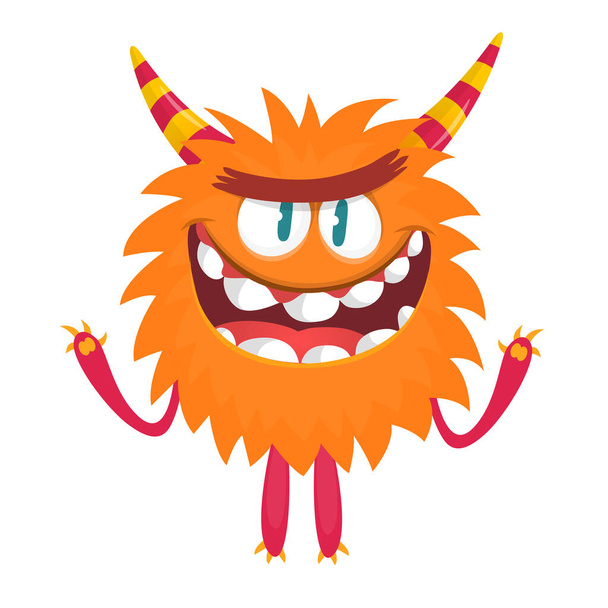 Happy cartoon monster. Halloween vector illustration of funny monster  - Vecteur, image
