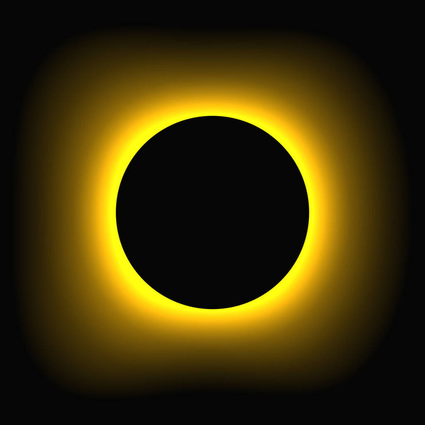 Circle illuminate frame with gradient. Yellow round neon banner isolated on black background. Vector illustration - Vetor, Imagem