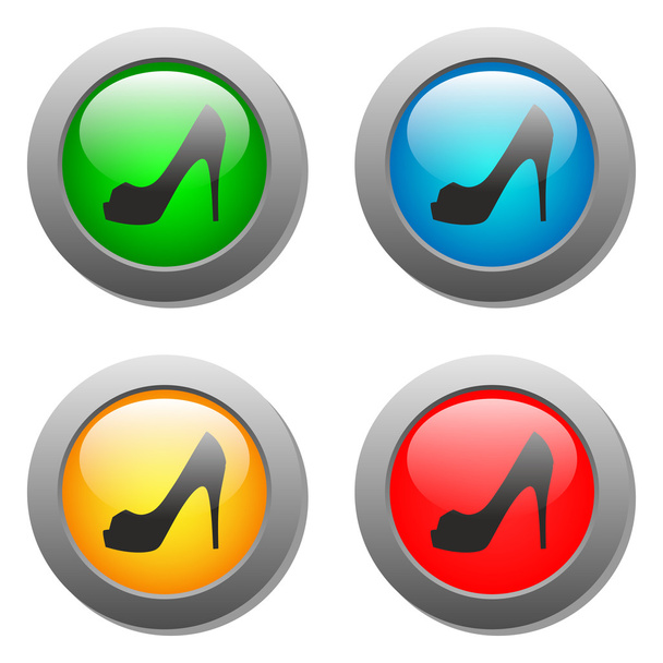 Lady shoe icon on buttons set - Vektör, Görsel