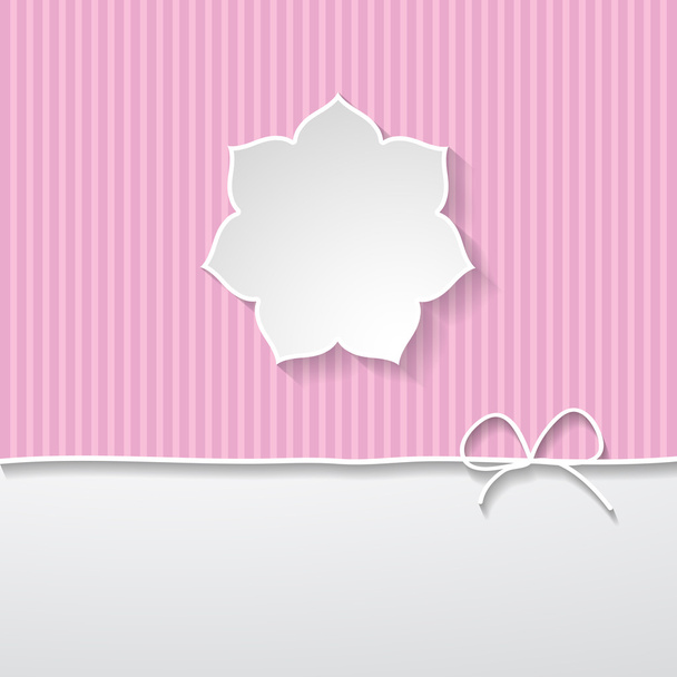 Pink striped background with a frame in the shape of a flower - ベクター画像