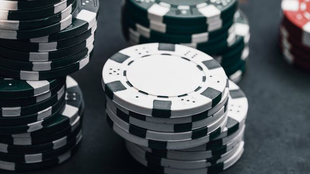 Stack of poker chips for high-stakes casino games - Fotografie, Obrázek