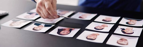 Businesspeople Hand Selecting The Candidate Portrait Photo For Hiring In Job - Photo, Image