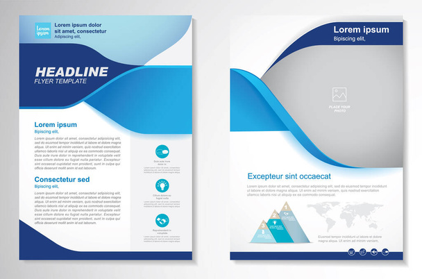 Template vector design for Brochure, Annual Report, Magazine, Poster, Corporate Presentation, Portfolio, Flyer, layout modern with  blue color size A4, Front and back, Easy to use and edit. - Vector, Image