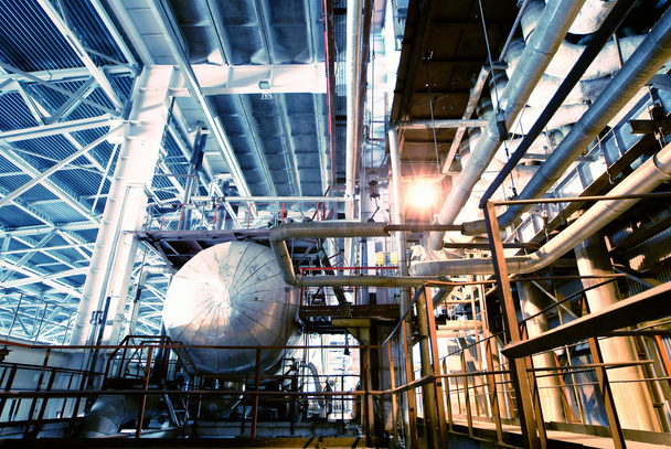 工業地帯、ブルートーンの鋼管 - 写真・画像