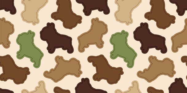 dog seamless pattern french bulldog cookies cracker vector pet puppy cartoon gift wrapping paper tile background repeat wallpaper doodle scarf isolated illustration design - Vektör, Görsel