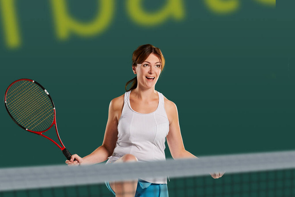 Professional athletic woman enjoying tennis game and preparing for sport competition - Fotoğraf, Görsel