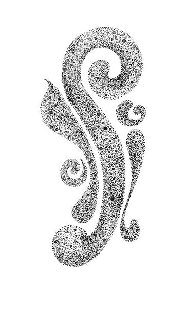 Decorative curl in a black dot isolated on a white background. - Zdjęcie, obraz