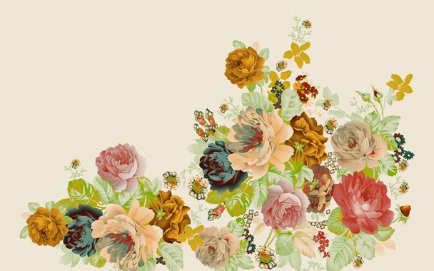 Λουλούδι ακουαρέλα φόντο τέχνης. Σχεδιασμός ταπετσαρίας με floral paintbrush line art. φύλλα και λουλούδια σχεδιασμός της φύσης για το εξώφυλλο, την τέχνη τοίχου, την πρόσκληση, το ύφασμα, την αφίσα, και καμβά εκτύπωσης. - Φωτογραφία, εικόνα