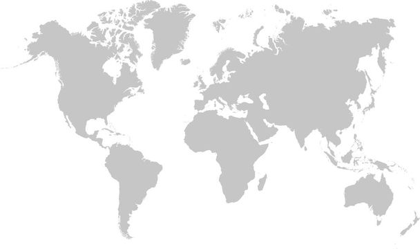 Carte du monde sur fond blanc. Modèle de carte du monde avec les continents, Amérique du Nord et du Sud, Europe et Asie, Afrique et Australie. Illustration vectorielle - Vecteur, image