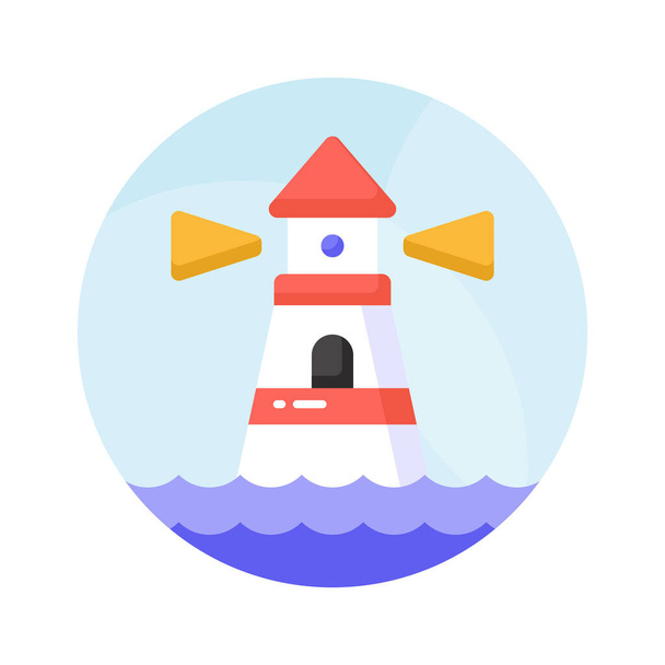 A tower containing a beacon light to warn or guide ships at sea, well designed icon of lighthouse - Vector, afbeelding