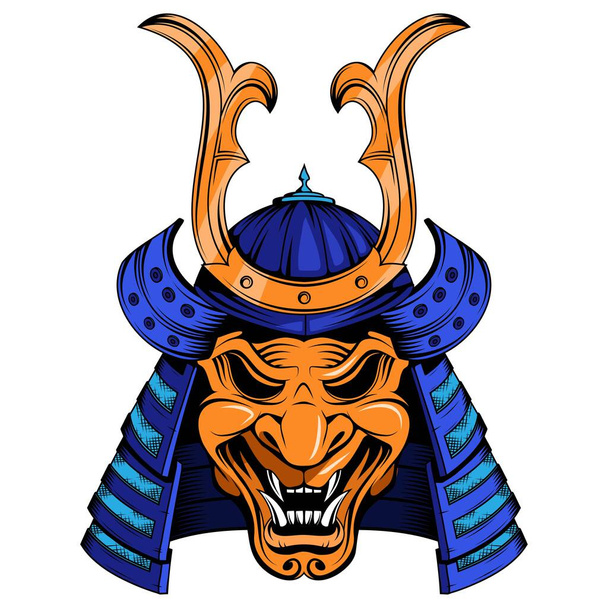 Samurai helmet. Vector illustration of a japanese samurai mask. - Vector, afbeelding