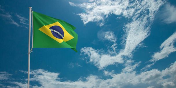 Brasil bandera nación celebración país brasileño símbolo patriótico independencia signo bandera libertad brasileño azul verde amarillo fiesta fútbol deporte concepto gobierno orgullo emblema cultura feliz fútbol  - Foto, Imagen
