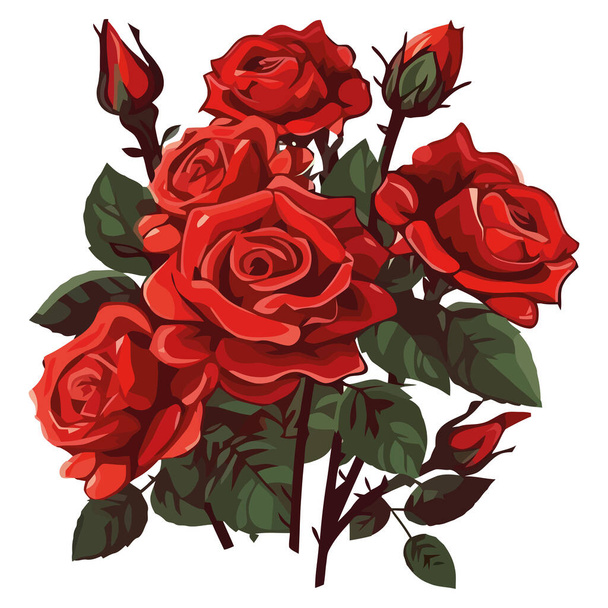 Schattig boeket vector van rode rozen boven wit - Vector, afbeelding
