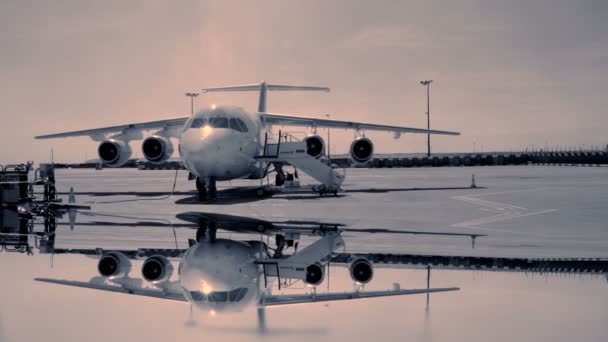 Самолет стоит на взлетно-посадочной полосе аэропорта
 - Кадры, видео