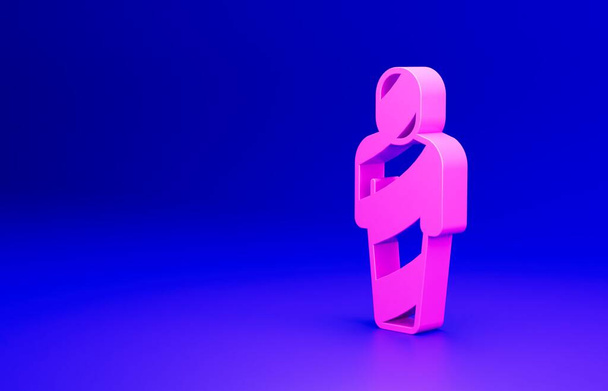 Мумія рожевого Єгипту ізольована на синьому тлі. Концепція мінімалізму. 3D рендеринг. - Фото, зображення