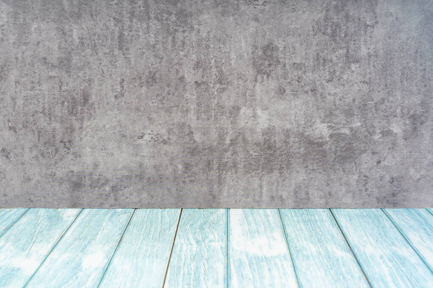 Blue Wood floor and black old wooden wall, empty room for background. - Foto, immagini