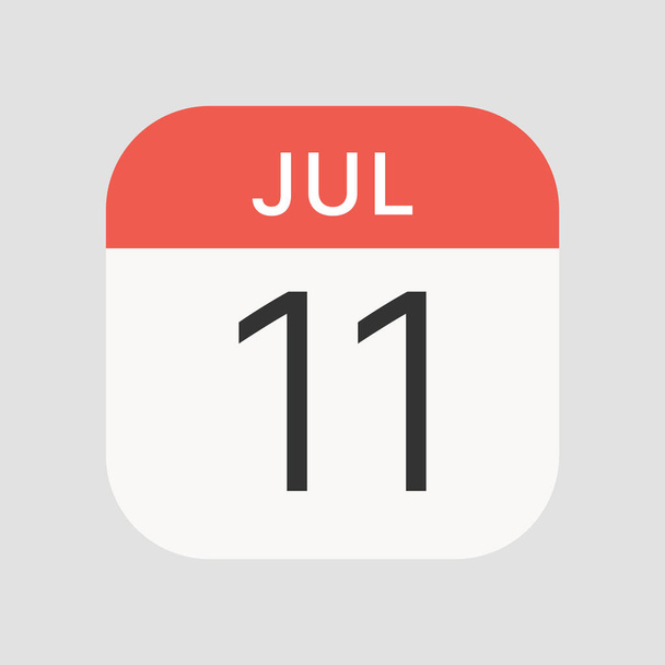 Ikona 11. července izolovaná na pozadí. Kalendář symbol moderní, jednoduchý, vektor, ikona pro design webových stránek, mobilní aplikace, ui. Vektorová ilustrace - Vektor, obrázek