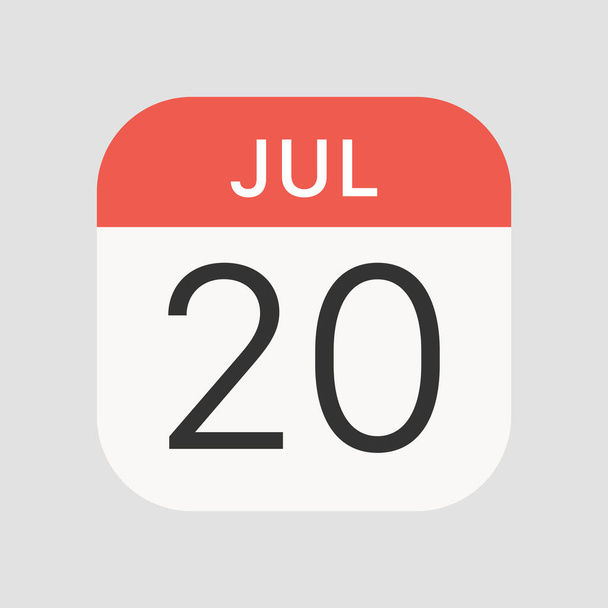 20. července ikona izolované na pozadí. Kalendář symbol moderní, jednoduchý, vektor, ikona pro design webových stránek, mobilní aplikace, ui. Vektorová ilustrace - Vektor, obrázek