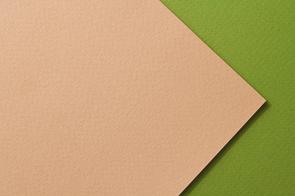 Rough kraft paper background, paper texture beige green colors. Mockup with copy space for text - Foto, imagen