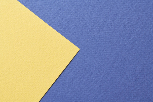 Rough kraft paper background, paper texture blue yellow colors. Mockup with copy space for text - Фото, зображення