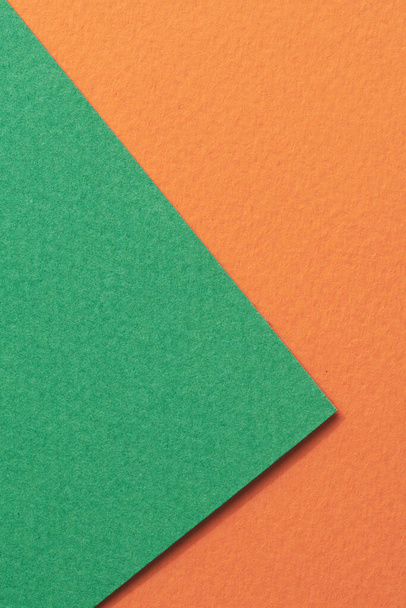 Rough kraft paper background, paper texture orange green colors. Mockup with copy space for text - Fotoğraf, Görsel