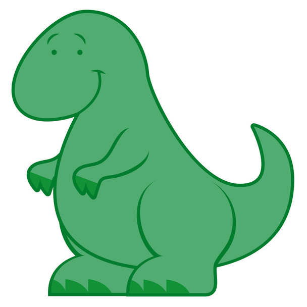 Милый мультяшный динозавр на белом фоне
 - Вектор,изображение