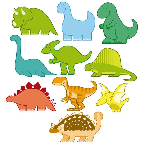 Conjunto de diferentes dinosaurios de dibujos animados lindos
 - Vector, imagen