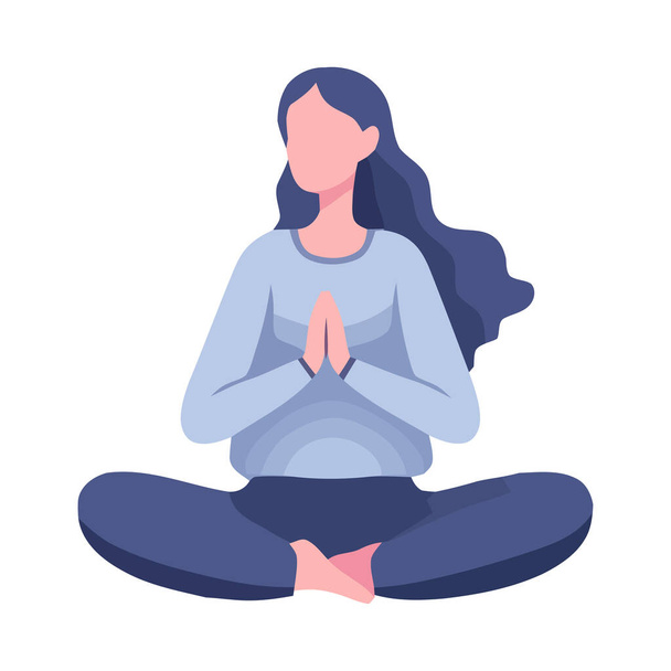 Meditating women in lotus position find harmony isolated - Vector, imagen