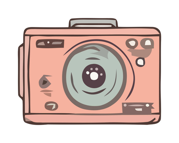 Antique camera symbolizes old fashioned photography equipment isolated - Vector, imagen