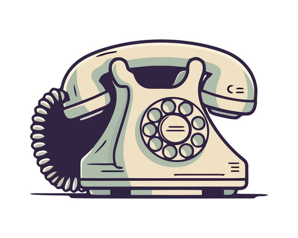 Антикварний роторний телефон символізує старе модне спілкування ізольовано
 - Вектор, зображення