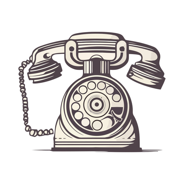 Antik forgó telefon, szimbóluma a régi kommunikáció elszigetelt - Vektor, kép