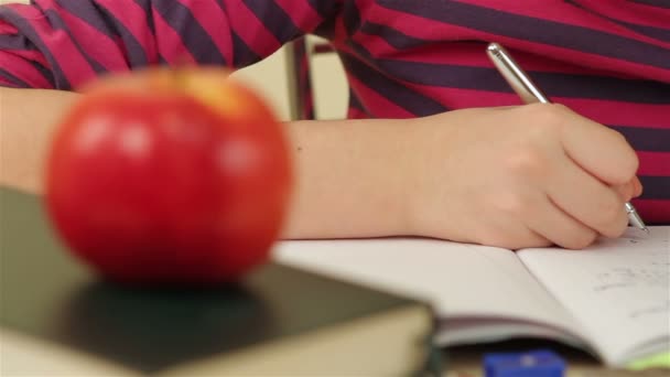 školačka dělá její domácí úkoly - Záběry, video