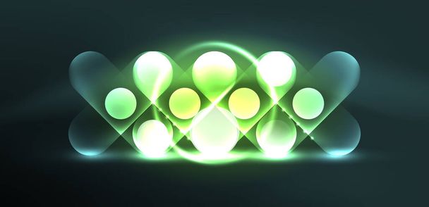 Abstract glowing neon light techno circles background - Vector, Image