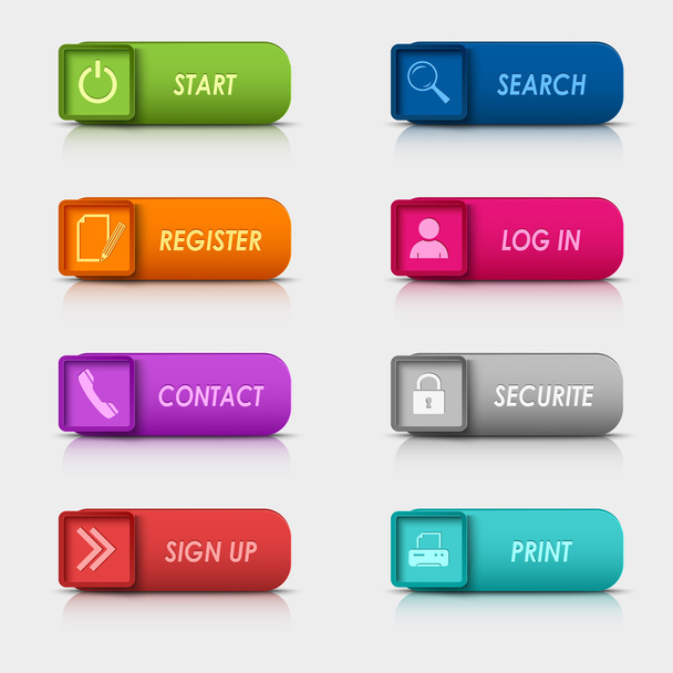 Colored set rectangular square web buttons design - Vector, Image