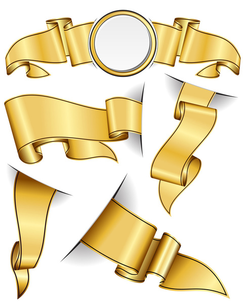 Gold ribbon collection - Vector, Imagen