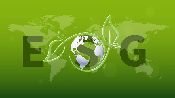 ESG - Umwelt, Soziales und Corporate Governance Banner Informationstechnologie Green Business Icon Erneuerbare Umwelt, Gesellschaft, Vektor - Foto, Bild