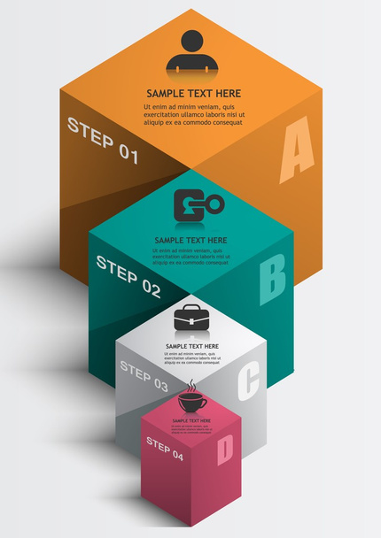 3d cubes with data growth infographics. - Vector, Imagen