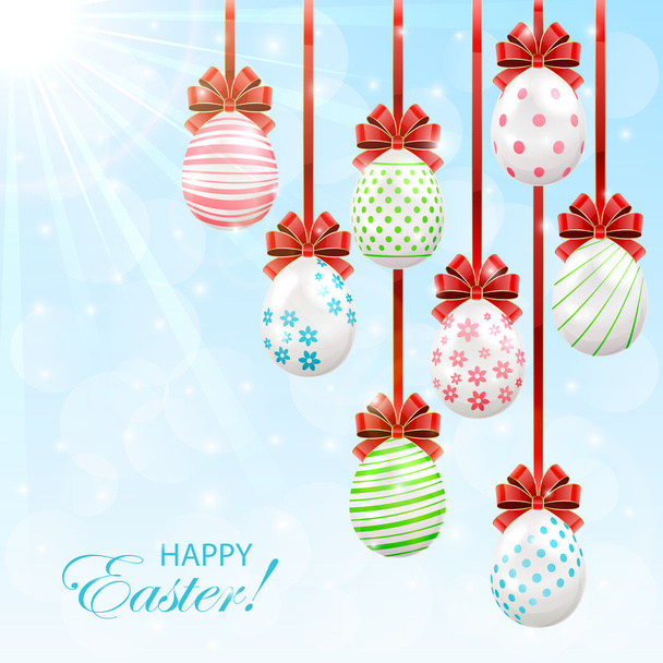 Easter eggs on sunny background - Vector, Imagen