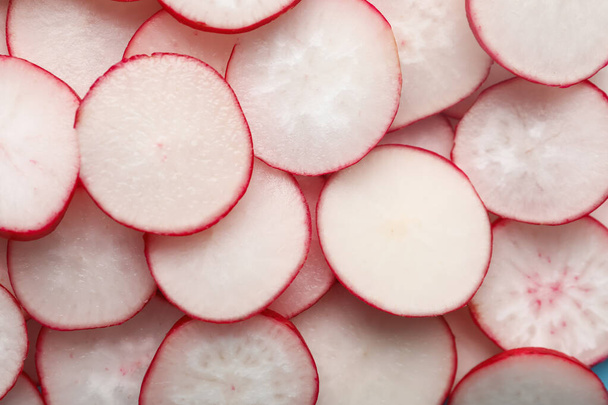 Slices of fresh radish as background - Fotoğraf, Görsel