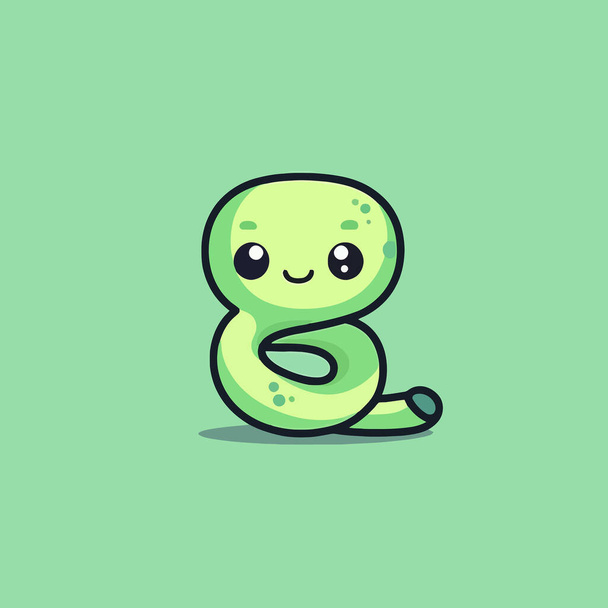 Cute kawaii snake chibi mascot vector cartoon style - Vector, afbeelding
