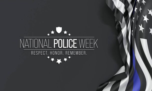 州警察の週(NPW)は、毎年5月に米国で観察され、地方、州、および連邦警察官に敬意を表します。3Dレンダリング - 写真・画像