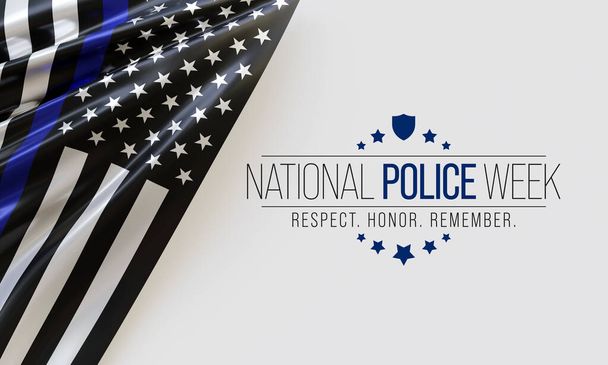 La National Police Week (NPW) est célébrée chaque année en mai aux États-Unis qui rend hommage aux agents locaux, étatiques et fédéraux décédés ou handicapés dans l'exercice de leurs fonctions. Rendu 3D - Photo, image