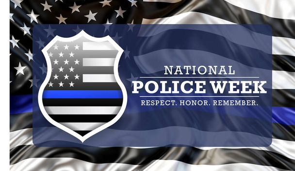 州警察の週(NPW)は、毎年5月に米国で観察され、地方、州、および連邦警察官に敬意を表します。3Dレンダリング - 写真・画像