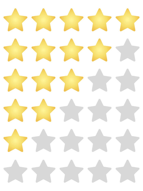 Yellow star rating. Vector gradient stars for reviews and ratings. Ranking from highest to lowest - Διάνυσμα, εικόνα