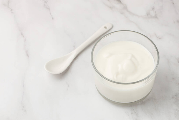 lactose yogurt. Probiotic cold fermented dairy drink. banner, menu, recipe place for text. - Фото, изображение