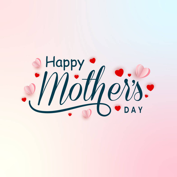 Happy mothers day lettering background with heart shapes - Wektor, obraz