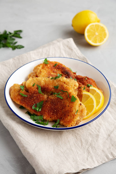 Homemade Chicken Cutlets on a Plate, side view. - Photo, Image