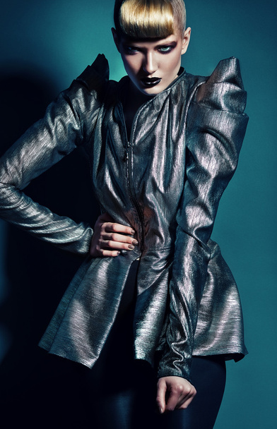 Woman in silver jacket - Fotografie, Obrázek